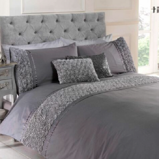 Belle Maison Polykatoen dekbedovertrek Limoges grijs