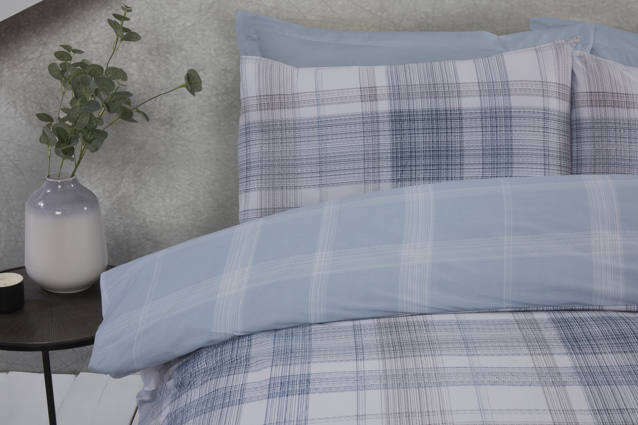 Finest Homeware dekbedovertrek Check blauw - blended katoen
