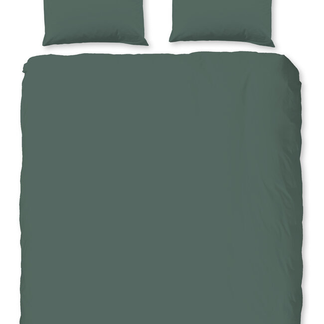 Katoen dekbedovertrek uni - olijfgroen