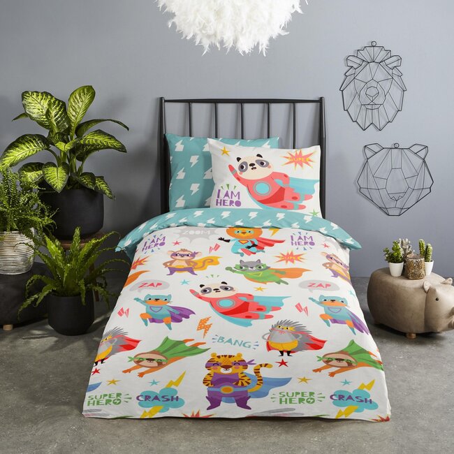 Peuter dekbedovertrek Super hero - katoen  - 120x150 + 60x70 cm