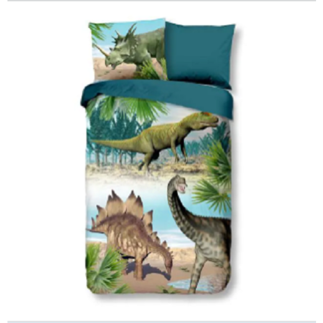 Katoen kinderdekbedovertrek Dino's - 140x220 + 60x70 cm