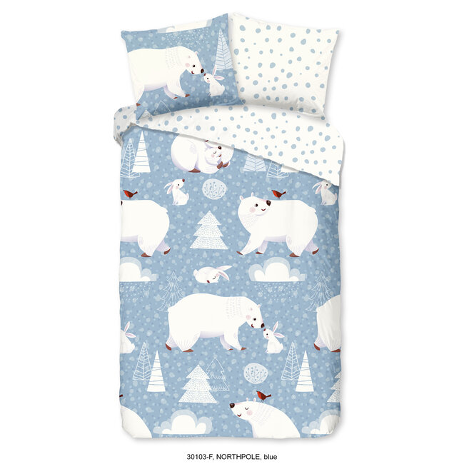 Flanel kinderdekbedovertrek Northpole - 140x220 + 60x70 cm