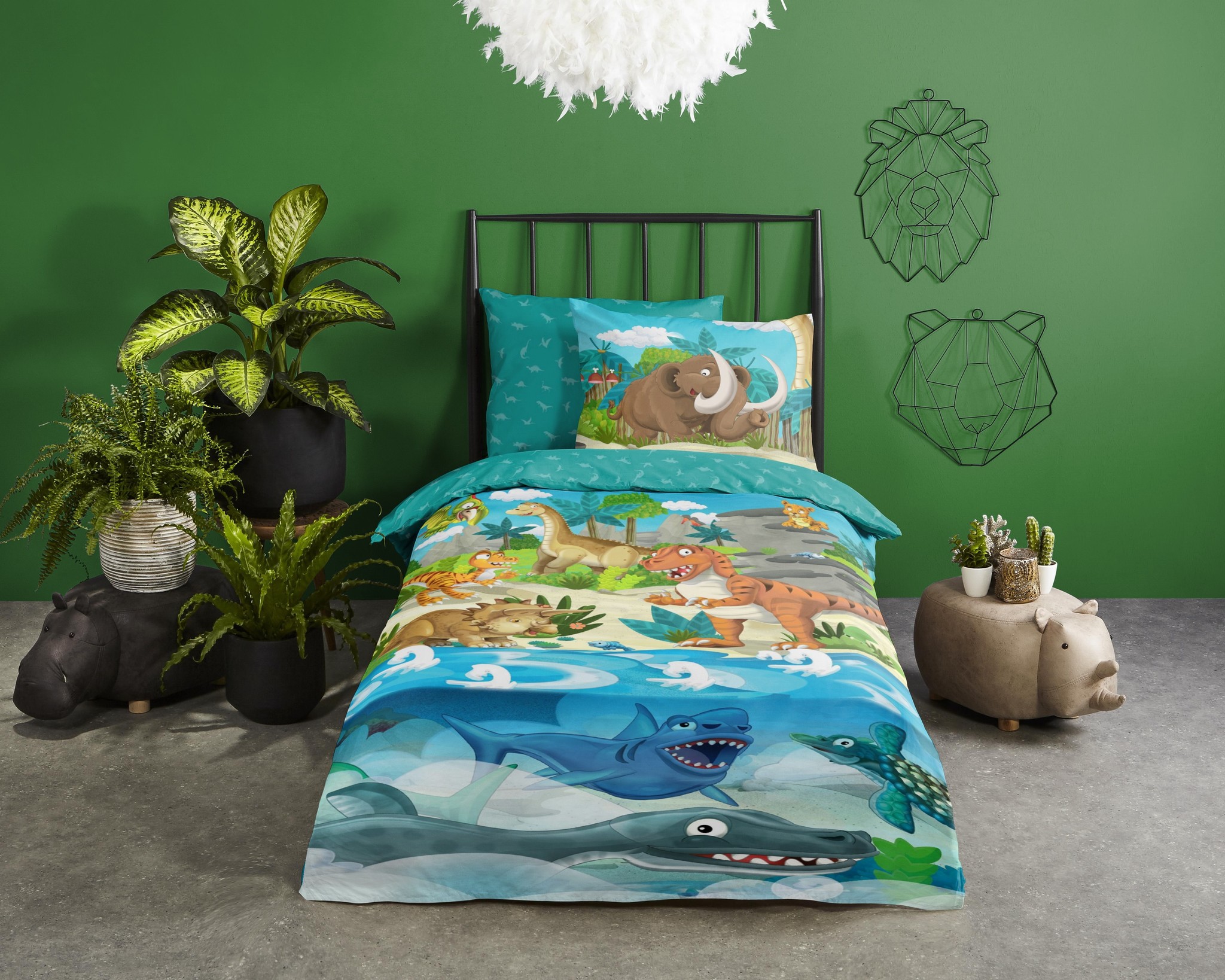 Good Morning kinderdekbedovertrek Prehistoric dino - katoen - 140x220 + 60x70 cm