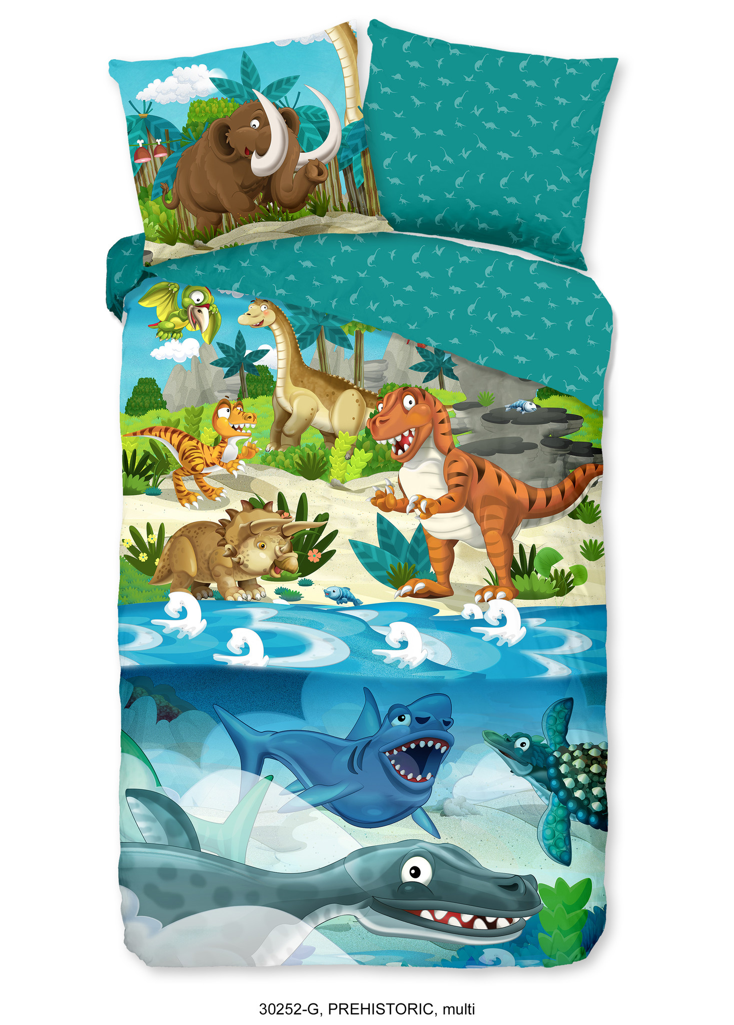 Good Morning kinderdekbedovertrek Prehistoric dino - katoen - 140x220 + 60x70 cm