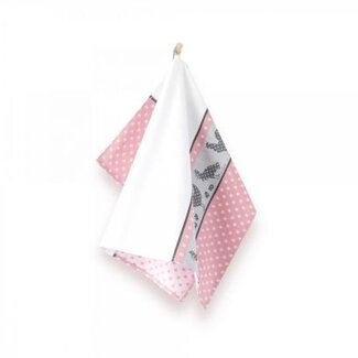 Cooksmart Theedoek Kippen roze