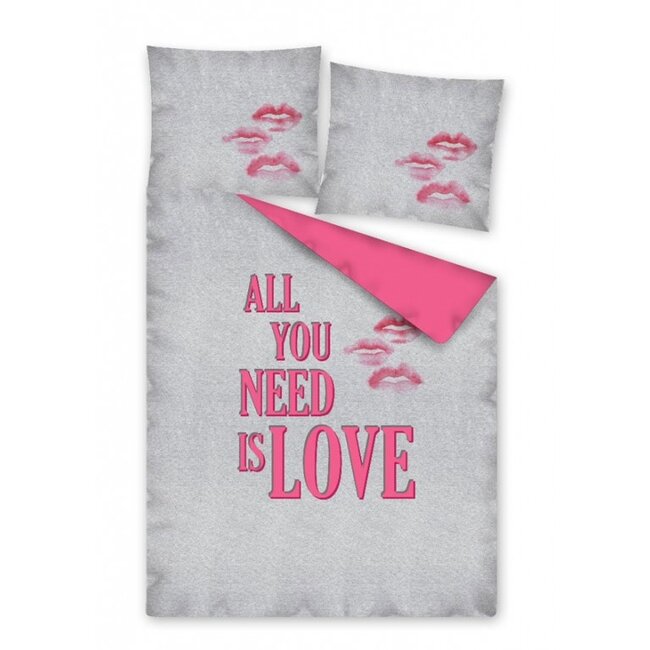 Katoen dekbedovertrek All you need is LOVE - 140x200 + 70x80 cm