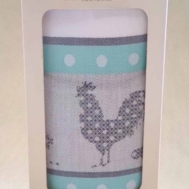 Theedoek Kippen turquoise