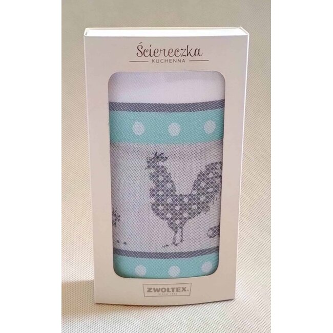 Theedoek Kippen turquoise