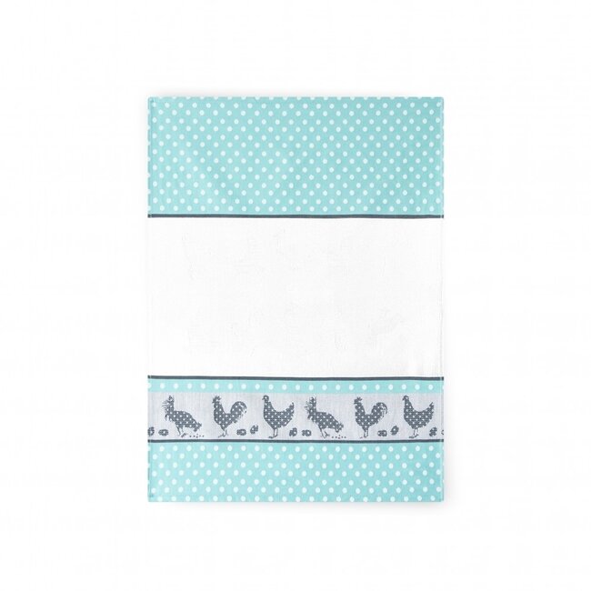 Theedoek Kippen turquoise