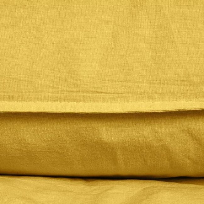 Katoen dekbedovertrek Stone washed - mosterd geel