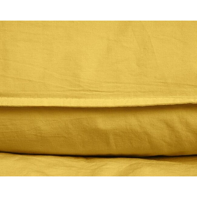 Katoen dekbedovertrek Stone washed - mosterd geel