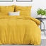 Katoen dekbedovertrek Stone washed - mosterd geel