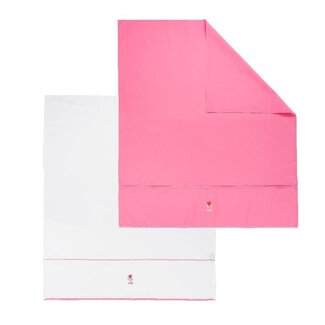Kinderlaken - Wiegje - 80x100 cm - Roze/Wit