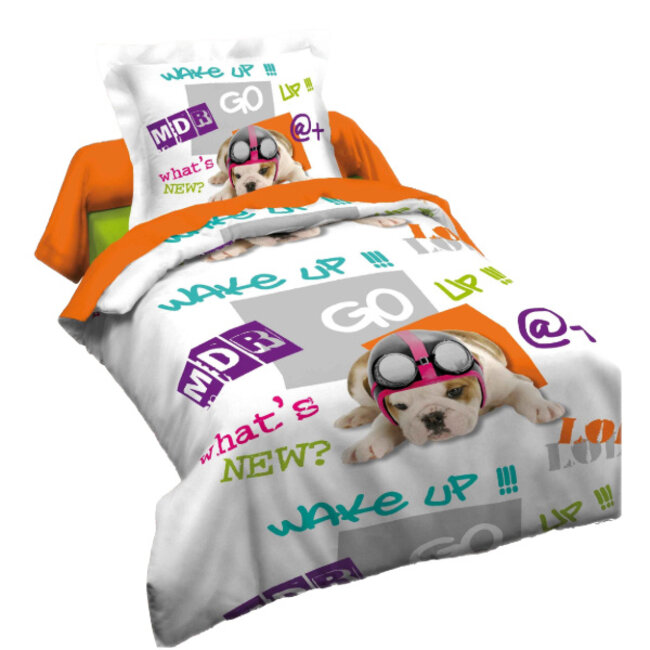 Katoen kinderdekbedovertrek Dog - 140x200 cm