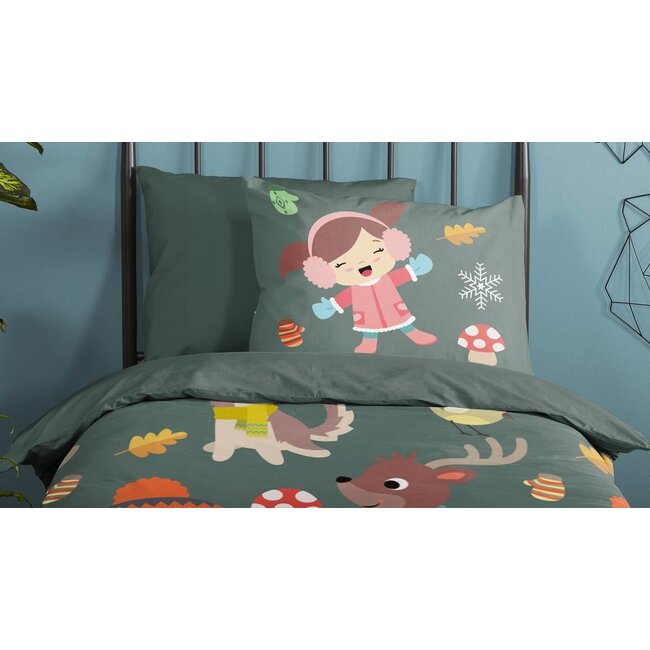 Katoen kinderdekbedovertrek winter forest - katoen - 140x220 + 60x70 cm