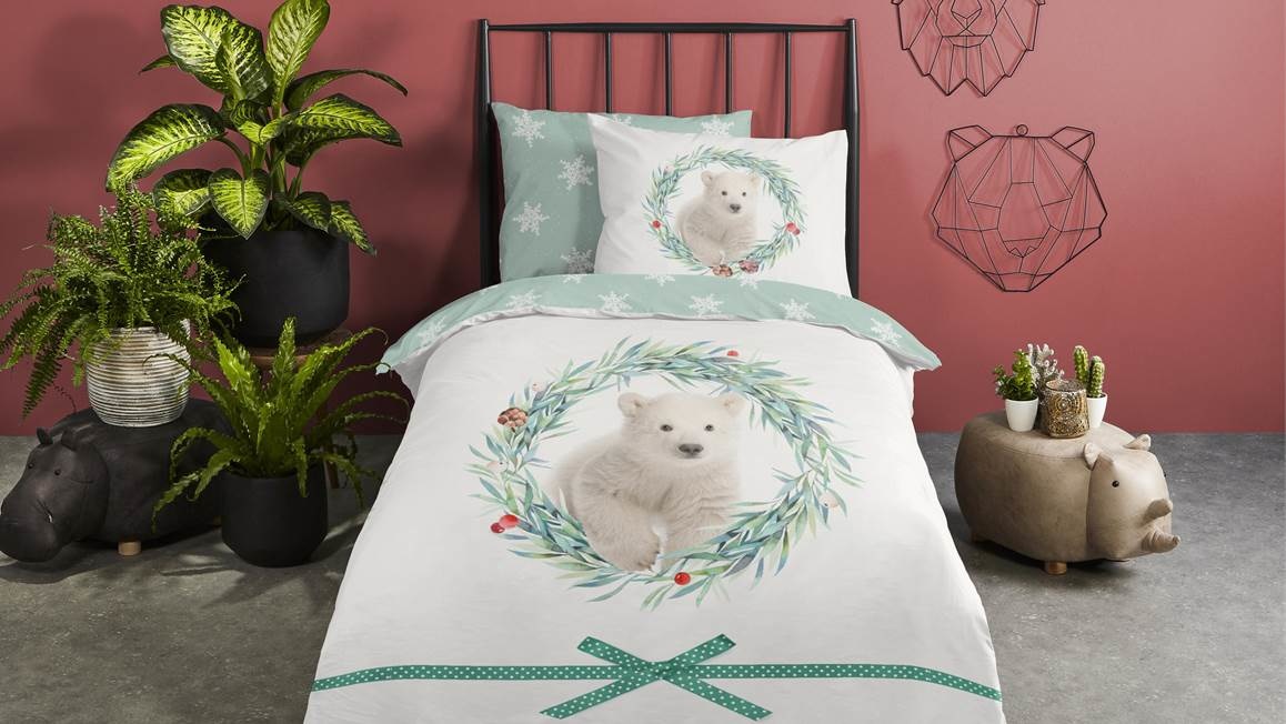 Good Morning dekbedovertrek Icebear - flanel - 140x220 + 60x70 cm
