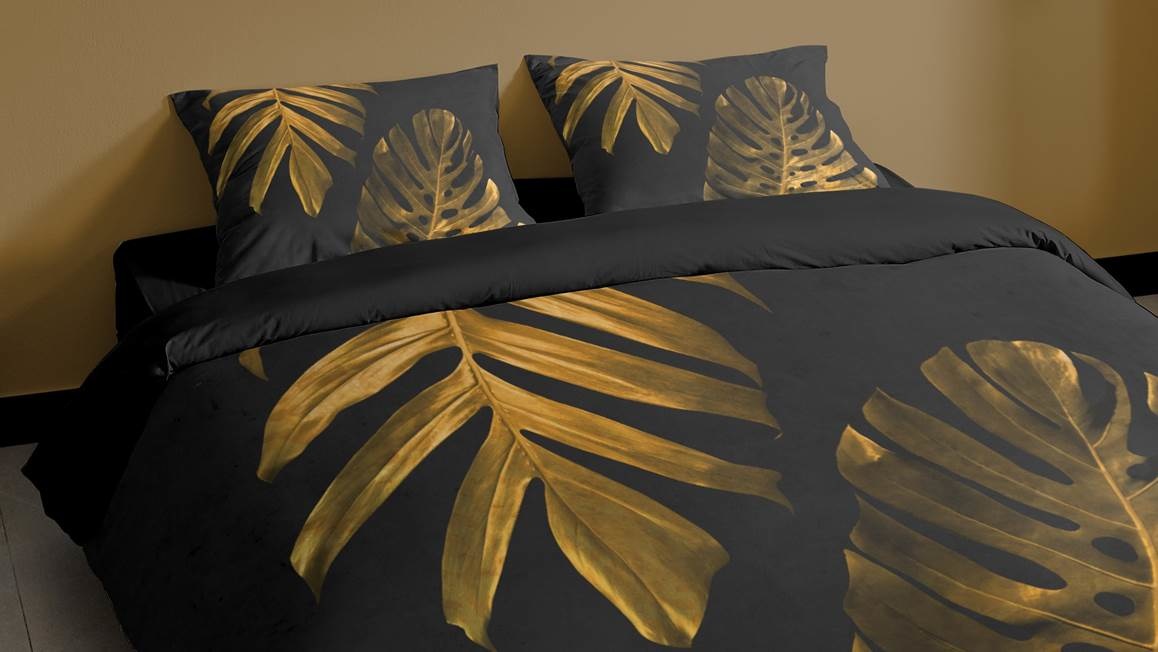 Dekbedovertrek Monstera gold - microvezel