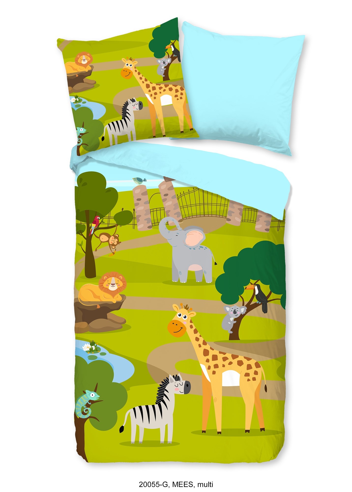 Dekbedovertrek dierentuin - 140x220+60x70 cm - katoen
