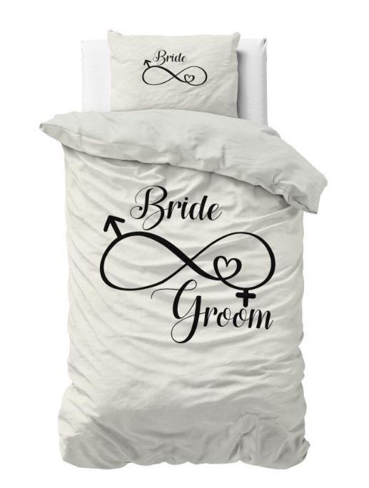 Sleeptime dekbedovertrek Bride & Groom - blended katoen