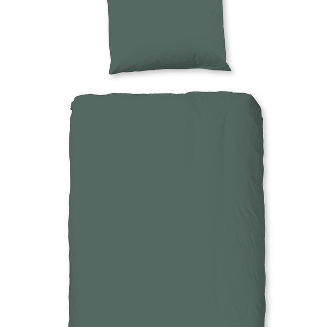 Peuter dekbedovertrek uni olijfgroen - katoen - 120x150 + 60x70 cm