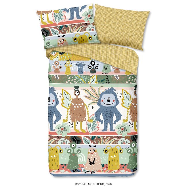 Katoen kinderdekbedovertrek monsters - 140x220 + 60x70 cm