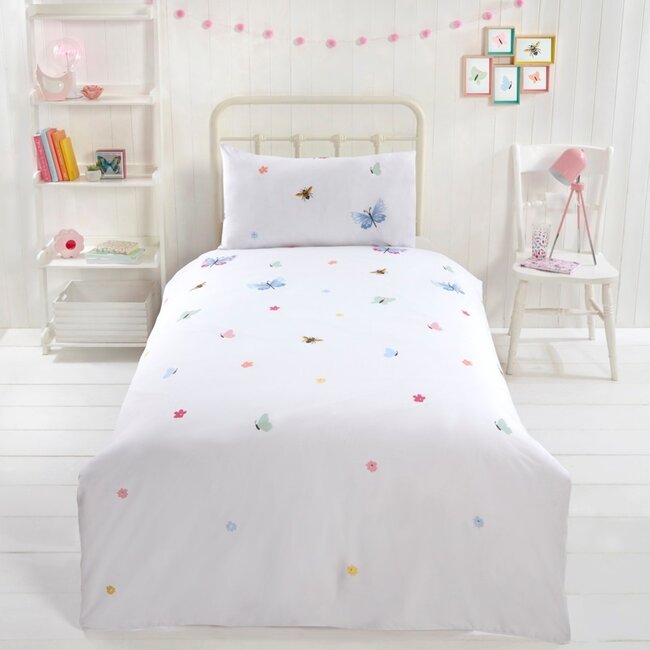 Polykatoen dekbedovertrek Butterfly & Bees -1-persoons (135x200 + 50x75cm)