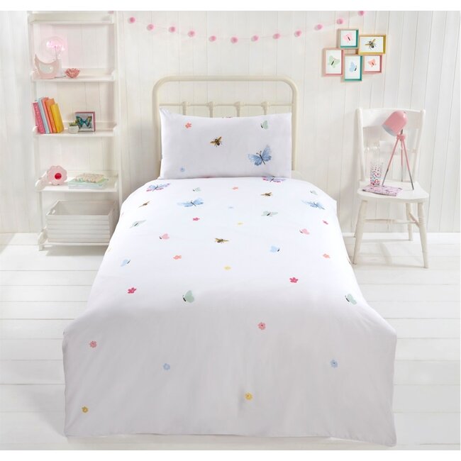 Polykatoen dekbedovertrek Butterfly & Bees -1-persoons (135x200 + 50x75cm)