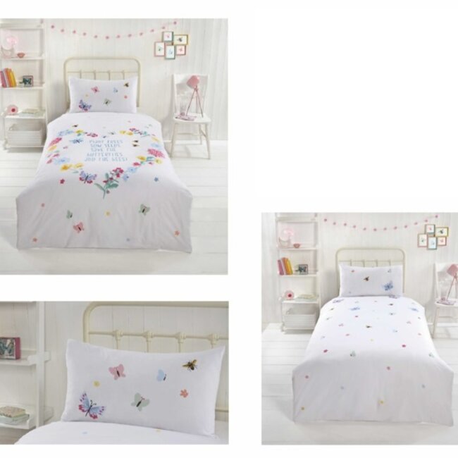 Polykatoen dekbedovertrek Butterfly & Bees -1-persoons (135x200 + 50x75cm)
