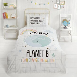 Purest Home Polykatoen dekbedovertrek Planet B - wit