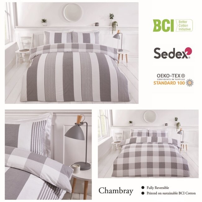 Polykatoen dekbedovertrek Chambray grijs