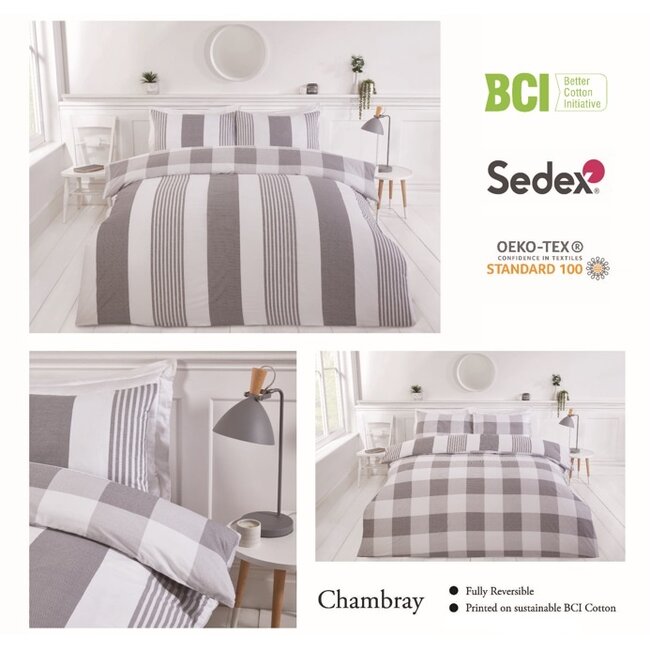 Polykatoen dekbedovertrek Chambray grijs
