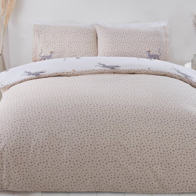 Polykatoen dekbedovertrek Leopard - Lits-jumeaux (230x220 + 2st 50x75cm)