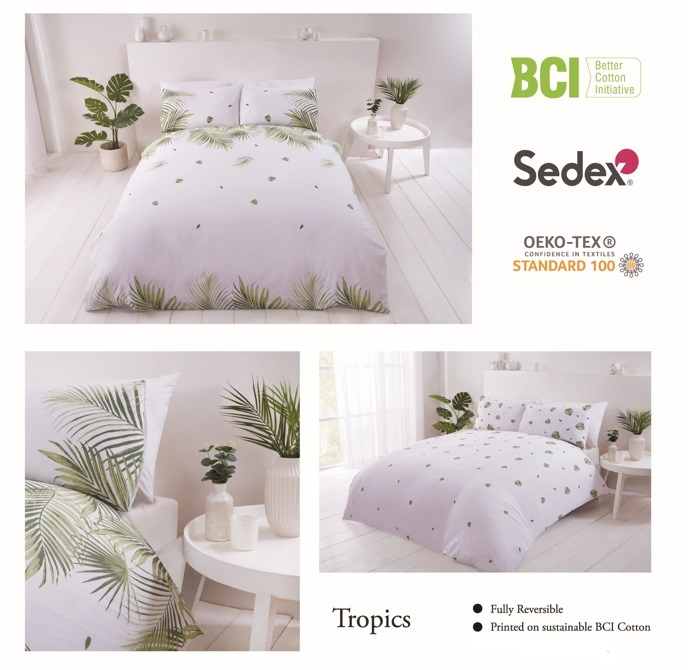 Purest Home dekbedovertrek Tropics groen - blended katoen
