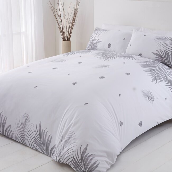 Polykatoen dekbedovertrek Tropics grijs