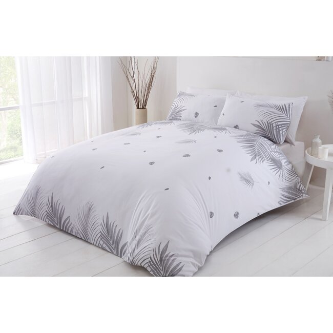 Polykatoen dekbedovertrek Tropics grijs