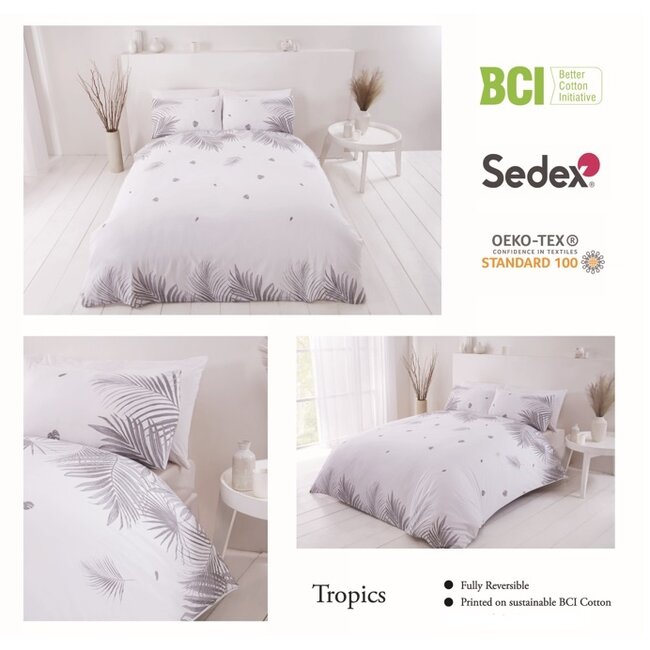 Polykatoen dekbedovertrek Tropics grijs