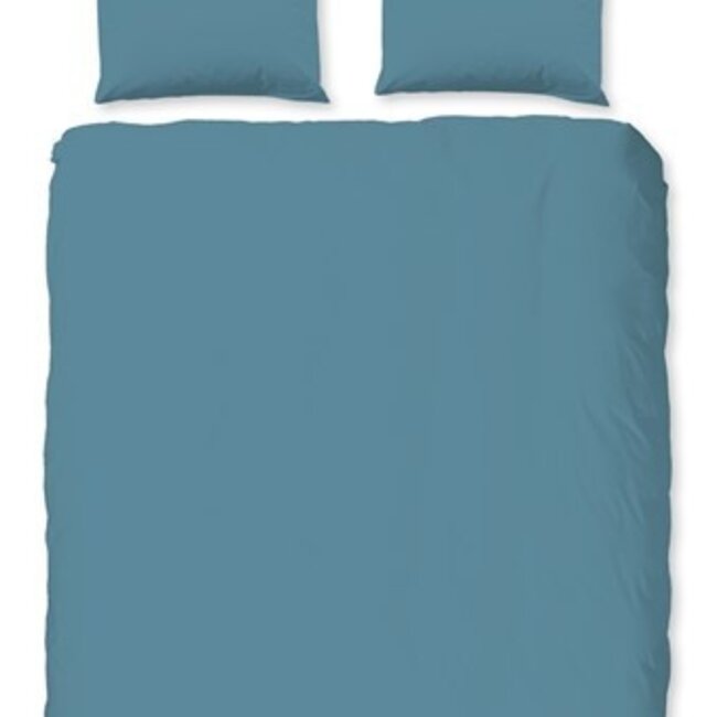 Katoen dekbedovertrek uni Adria blauw