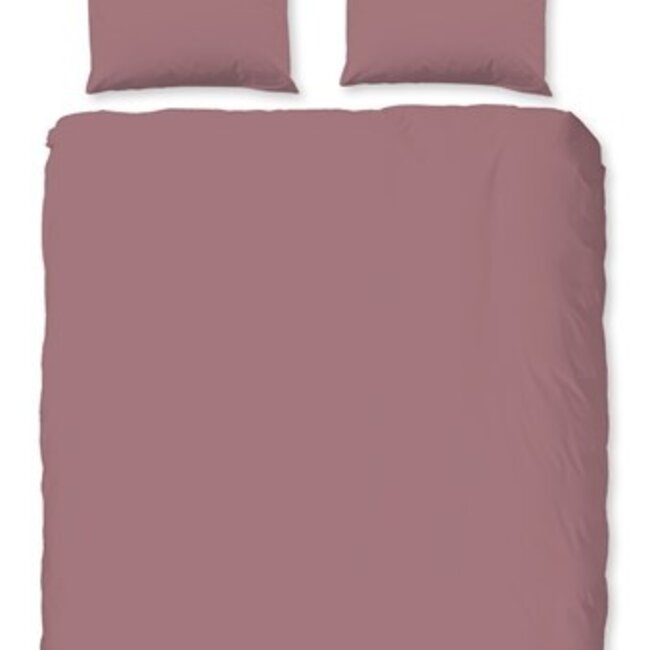 Katoen satijn dekbedovertrek Uni - oudroze