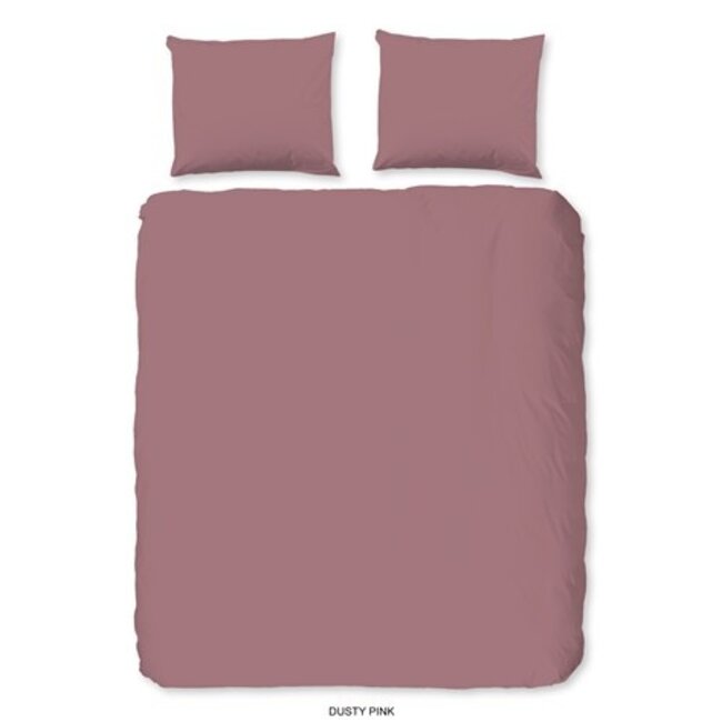 Katoen satijn dekbedovertrek Uni - oudroze
