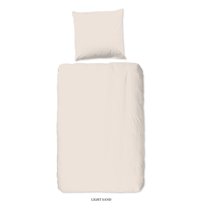 Katoensatijn  dekbedovertrek uni licht zand