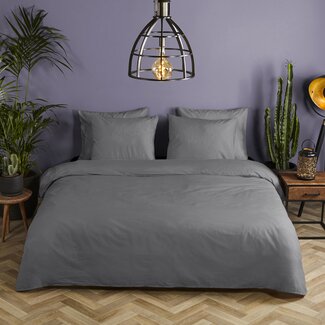 HiP Katoensatijn dekbedovertrek uni grijs