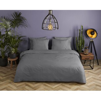 HiP Katoensatijn dekbedovertrek uni grijs