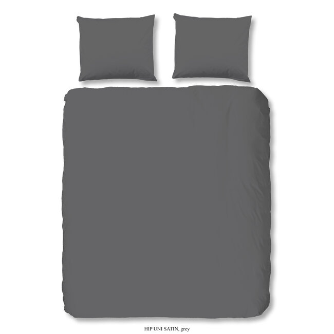 Katoensatijn dekbedovertrek uni grijs