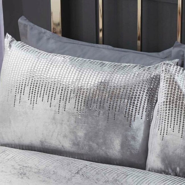 Velvet dekbedovertrek Tiffany zilver  - 1-persoons (135x200 + 50x75cm)