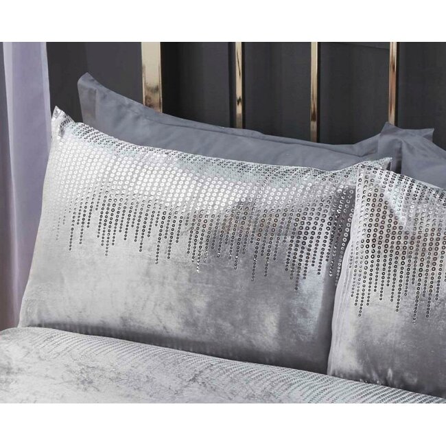 Velvet dekbedovertrek Tiffany zilver  - 1-persoons (135x200 + 50x75cm)