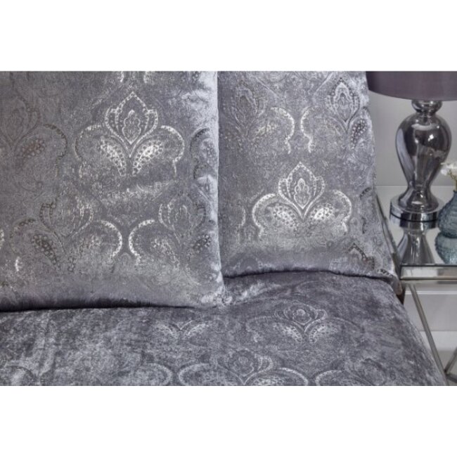 Velvet folie print paisley velvet dekbedovertrek zilver grijs - 135x200 +50x75 cm