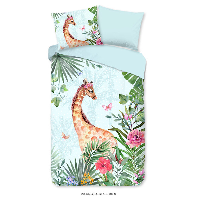 Katoen kinderdekbedovertrek Giraffe jungle - 140x220 + 60x70 cm