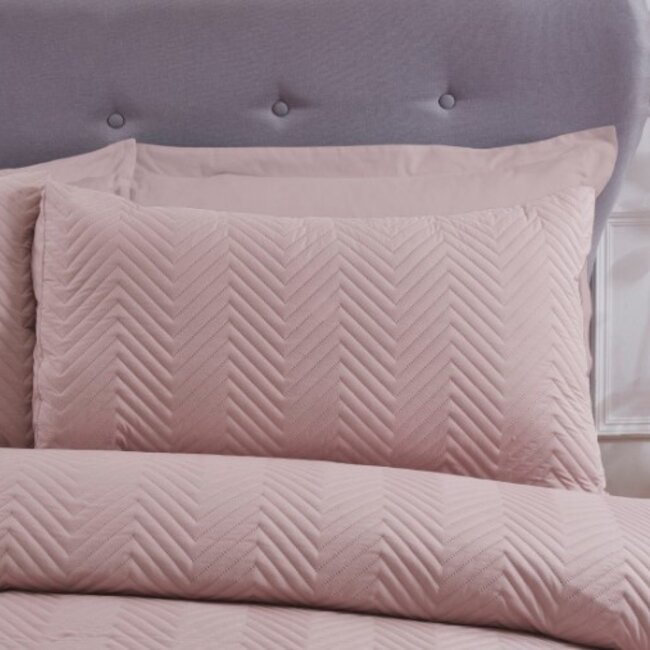 Microvezel dekbedovertrek Pinsonic chevron blush roze - 135x200 + 50x75 cm