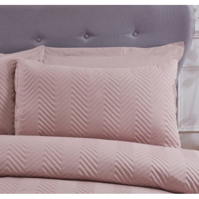 Microvezel dekbedovertrek Pinsonic chevron blush roze - 135x200 + 50x75 cm