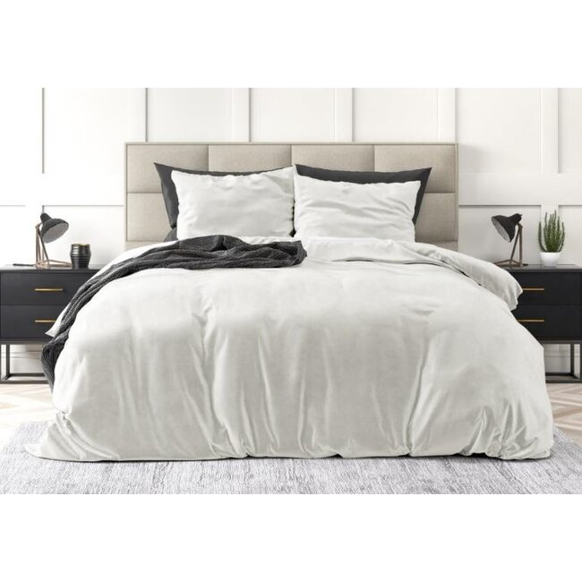 Velvet dekbedovertrek - Uni wit
